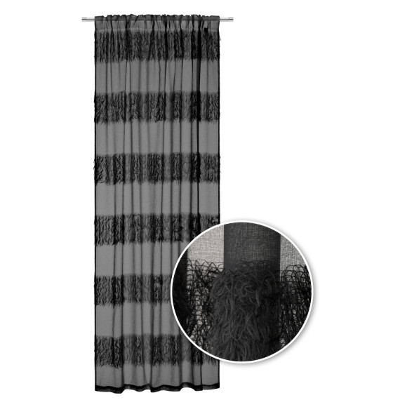 Firana z taśmą WONDERFUL CHIC 140x300 czarna
